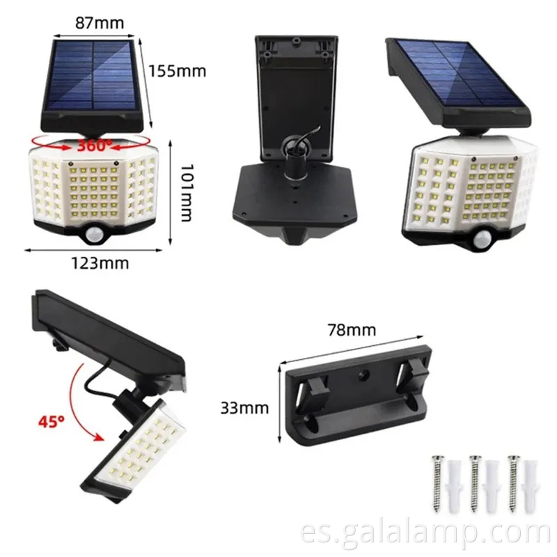 Lámpara de pared de inducción con cuerpo de ABS para iluminación solar